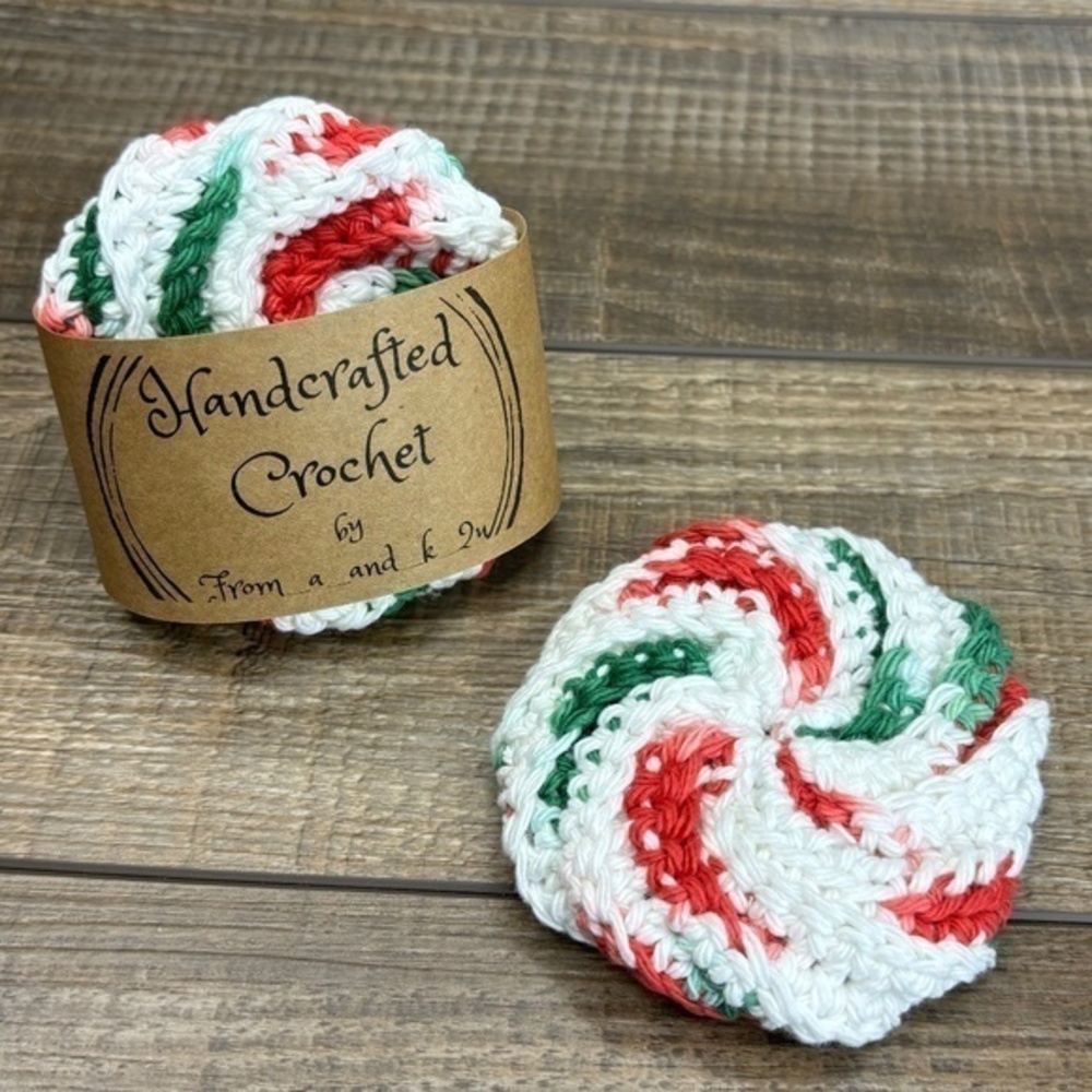 Handcrafted Crochet Spiral Tawashi Scrubbies Set Cotton‎ Yarn Handmade Holiday